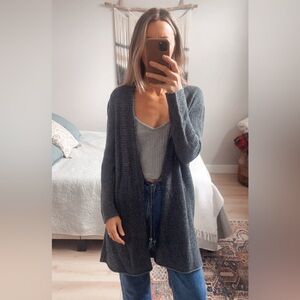 J.Jill Blue Knit Wool Blend Open-Front Cardigan